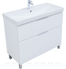 Тумба с раковиной Aquanet Алвита new 100 (Flash) напольная 2 ящика белый матовый 00345681