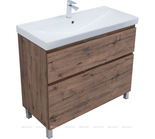 Тумба с раковиной Aquanet Алвита new 100 (Flash) напольная 2 ящика дуб веллингтон табак 00345682