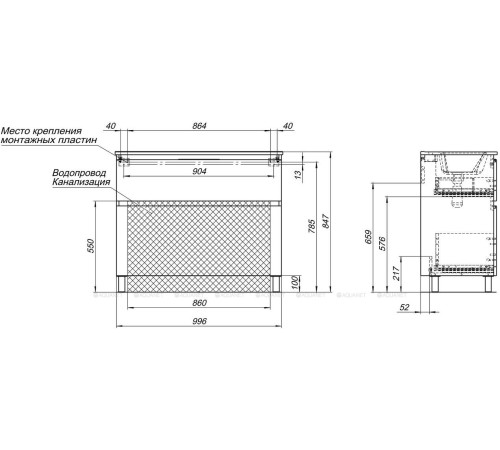 Тумба с раковиной Aquanet Алвита new 100 (Flash) напольная 2 ящика дуб веллингтон табак 00345682