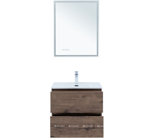 Тумба с раковиной Aquanet Алвита new 60 2 ящика дуб веллингтон табак 00335685