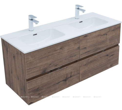 Тумба с раковиной Aquanet Алвита new 60 2 ящика дуб веллингтон табак 00335685
