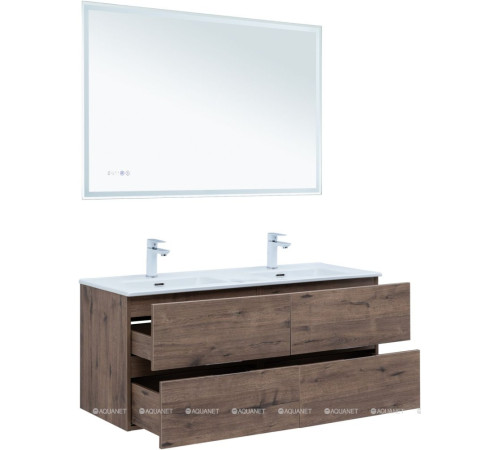 Тумба с раковиной Aquanet Алвита new 60 2 ящика дуб веллингтон табак 00335685