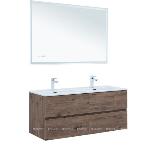 Тумба с раковиной Aquanet Алвита new 60 2 ящика дуб веллингтон табак 00335685