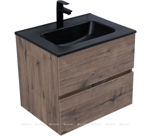 Тумба с раковиной Aquanet Алвита new 60 2 ящика дуб веллингтон табак 00335685