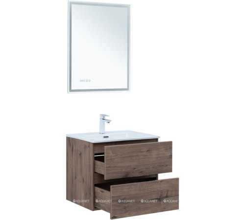 Тумба с раковиной Aquanet Алвита new 60 2 ящика дуб веллингтон табак 00335685