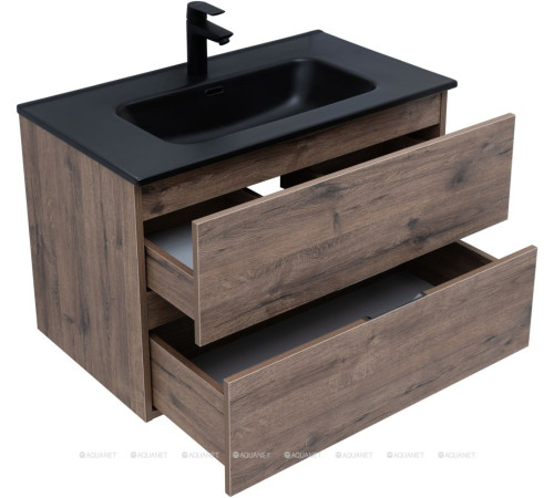 Тумба с раковиной Aquanet Алвита new 80 2 ящика дуб веллингтон табак 00335687