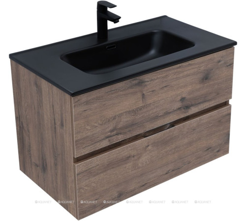 Тумба с раковиной Aquanet Алвита new 80 2 ящика дуб веллингтон табак 00335687