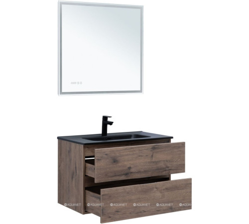 Тумба с раковиной Aquanet Алвита new 80 2 ящика дуб веллингтон табак 00335687
