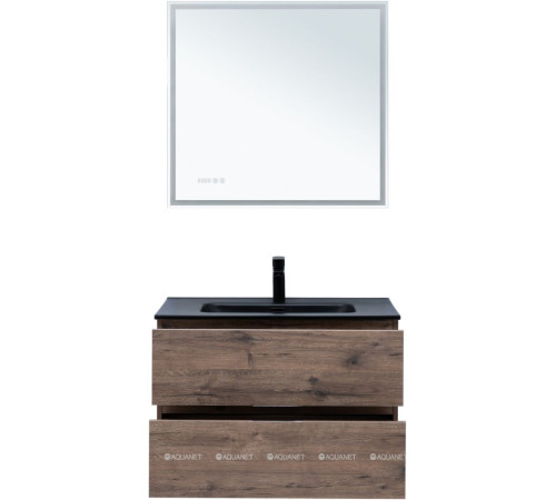 Тумба с раковиной Aquanet Алвита new 80 2 ящика дуб веллингтон табак 00335687