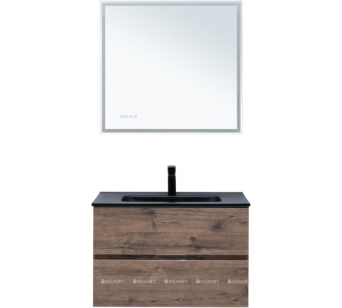 Тумба с раковиной Aquanet Алвита new 80 2 ящика дуб веллингтон табак 00335687