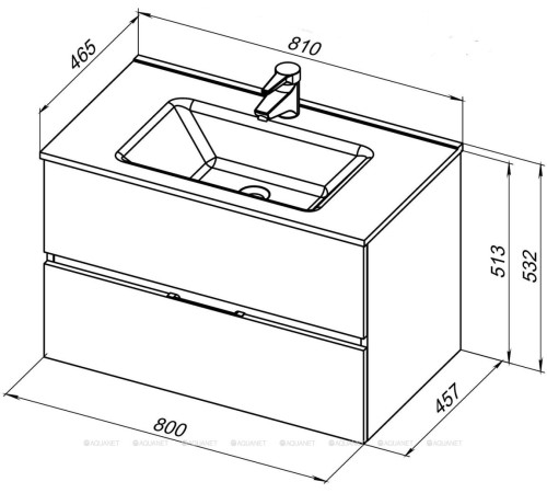 Тумба с раковиной Aquanet Алвита new 80 2 ящика дуб веллингтон табак 00335687