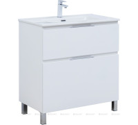 Тумба с раковиной Aquanet Алвита new 80 (Flat) напольная 2 ящика белый матовый 00345679