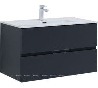 Тумба с раковиной Aquanet Алвита new 90 2 ящика антрацит 00306164