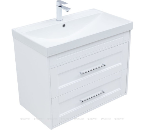 Тумба с раковиной Aquanet Бостон new 80 Flash белый сатин 00345370