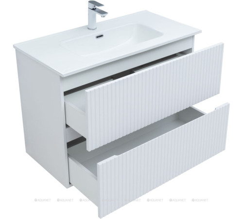 Тумба с раковиной Aquanet Джейн 90 белый матовый раковина Фортуна 00332528