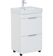 Тумба с раковиной Aquanet Ирис new 50 (Ирис Т) напольная 2 ящика белый глянец 00367334