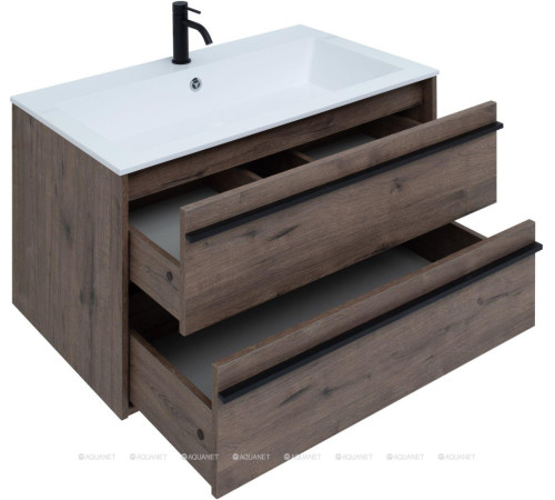 Тумба с раковиной Aquanet Lino 90 Дуб Веллингтон 00271950