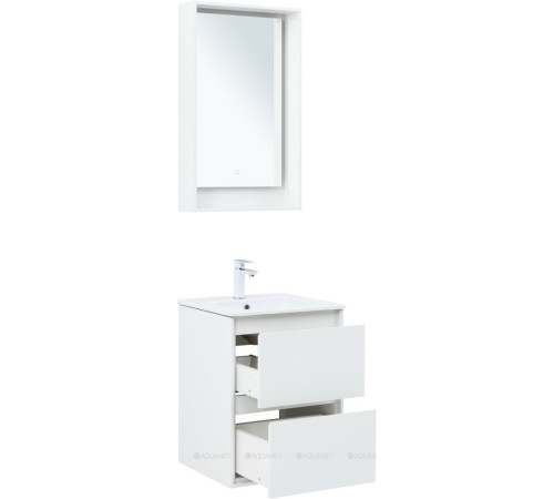 Тумба с раковиной Aquanet Милан 50 белый глянец 00340151