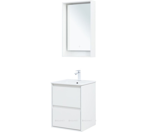Тумба с раковиной Aquanet Милан 50 белый глянец 00340151