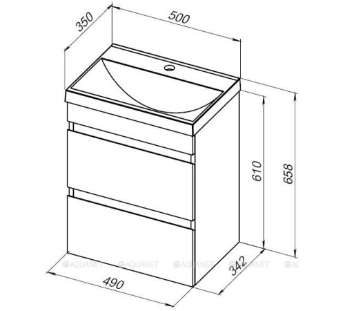 Тумба с раковиной Aquanet Нота New 50 дуб светлый 00335879