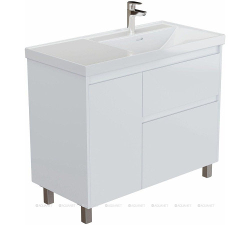 Тумба с раковиной Aquanet Nova Lite 2.0 100 R напольная белый глянец 00365914