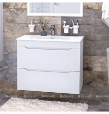Тумба с раковиной Aquanet Практика 80 2 ящика белый глянец 00354887