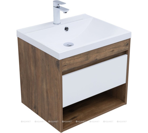 Тумба с раковиной Aquanet Тренд 58 дуб рустикальный/белый сатин 00345809