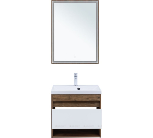 Тумба с раковиной Aquanet Тренд 58 дуб рустикальный/белый сатин 00345809