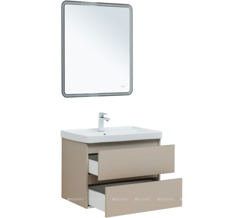 Тумба с раковиной Aquanet Вега 2.0 70 бежевая 2 ящика с раковиной Ирис 00344755