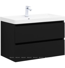 Тумба с раковиной Aquanet Вега 2.0 80 черная 2 ящика с раковиной Ирис 00344747