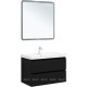 Тумба с раковиной Aquanet Вега 2.0 80 черная 2 ящика с раковиной Ирис 00344747