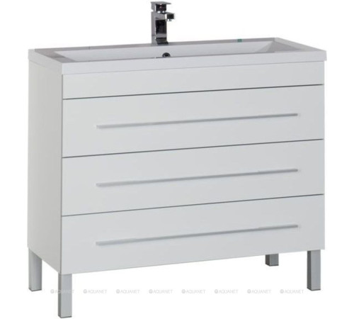 Тумба с раковиной Aquanet Верона 100 напольная 3 ящика белый 00287663