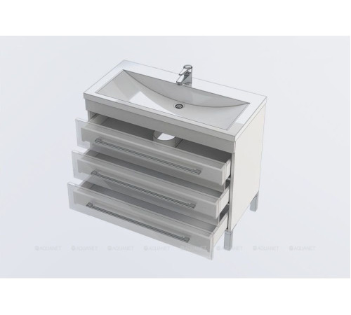 Тумба с раковиной Aquanet Верона 100 напольная 3 ящика белый 00287663