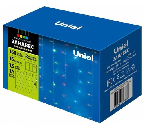 Гирлянда-занавес Uniel ULD-C1515-160/DTA WHITE IP20 UL-00005268
