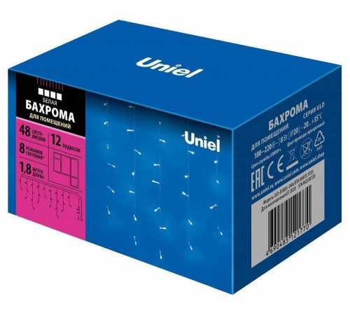 Бахрома световая Uniel ULD-B1805-048/DTA WHITE/WHITE IP44 UL-00005275
