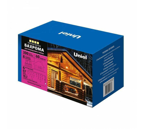 Бахрома световая Uniel 2.4x0.6 м 88 LED белый IP44 UL-00008554