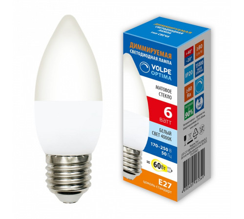 Лампа светодиодная Volpe OPTIMA DIM E27 6Вт 4000K UL-00009222