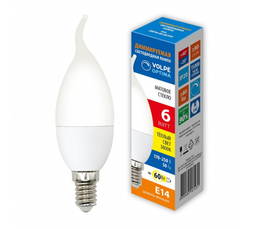 Лампа светодиодная Volpe OPTIMA DIM E14 6Вт 3000K UL-00009223