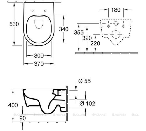 Унитаз подвесной Villeroy & Boch Avento 370x530 мм с сиденьем 5656HR01