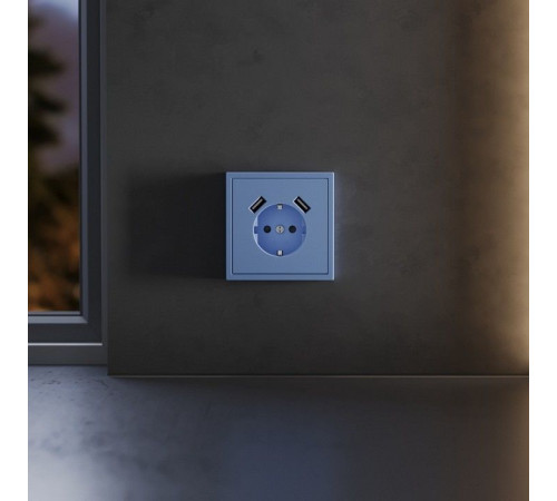Накладка для розетки с заземлением и со шторками и 2хUSB type A Voltum S70 VLS000915