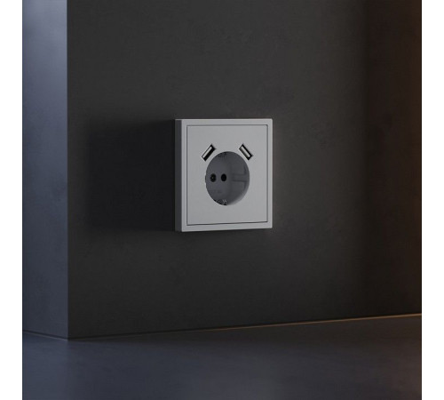 Накладка для розетки с заземлением и со шторками и 2хUSB type A Voltum S70 VLS000916
