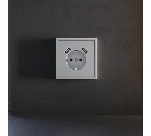 Накладка для розетки с заземлением и со шторками и 2хUSB type A Voltum S70 VLS000916