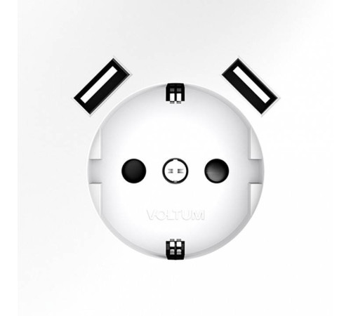 Розетка с заземлением и со шторкой и 2хUSB type A, без рамки Voltum S70 VLS040402