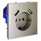 Розетка с заземлением и со шторкой и 2хUSB type A, без рамки Voltum S70 VLS040404