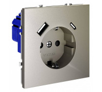 Розетка с заземлением, шторками и 2xUSB Type-A/C Voltum S70 VLS040504