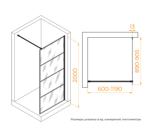 Душевая перегородка RGW Walk-In WA-019B 900x2000 мм 351001990-84