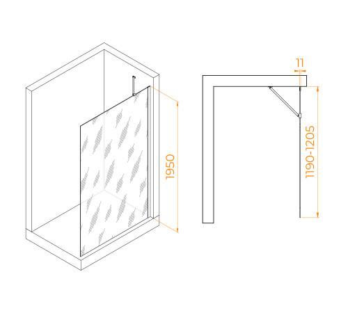 Душевая перегородка RGW WA-102 1200x1950 мм хром 351010212-11