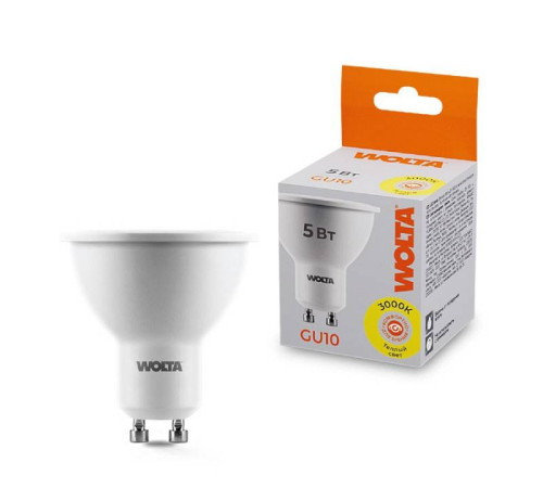 Лампа светодиодная Wolta GU10 5Вт 3000K 25YPAR16-230-5GU10