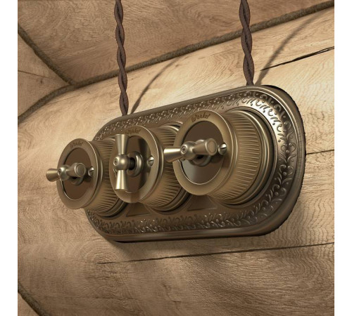 Выключатель на 4 положения двухклавишный без рамки Werkel Ретро бронзовый W5720012