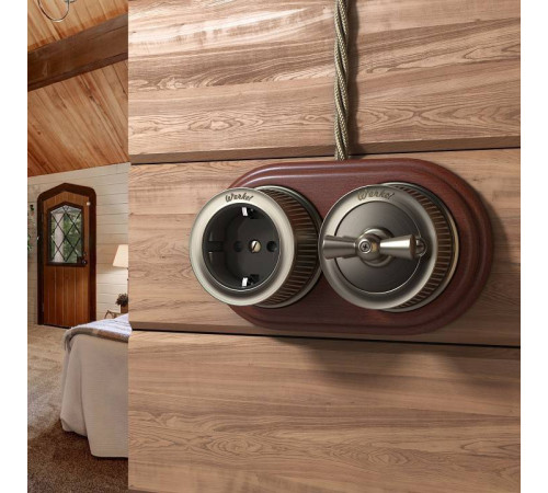 Выключатель на 4 положения двухклавишный без рамки Werkel Ретро бронзовый W5720012